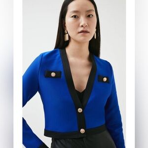 NWOT Karen Millen Blue Boxy Cropped Jacket XS